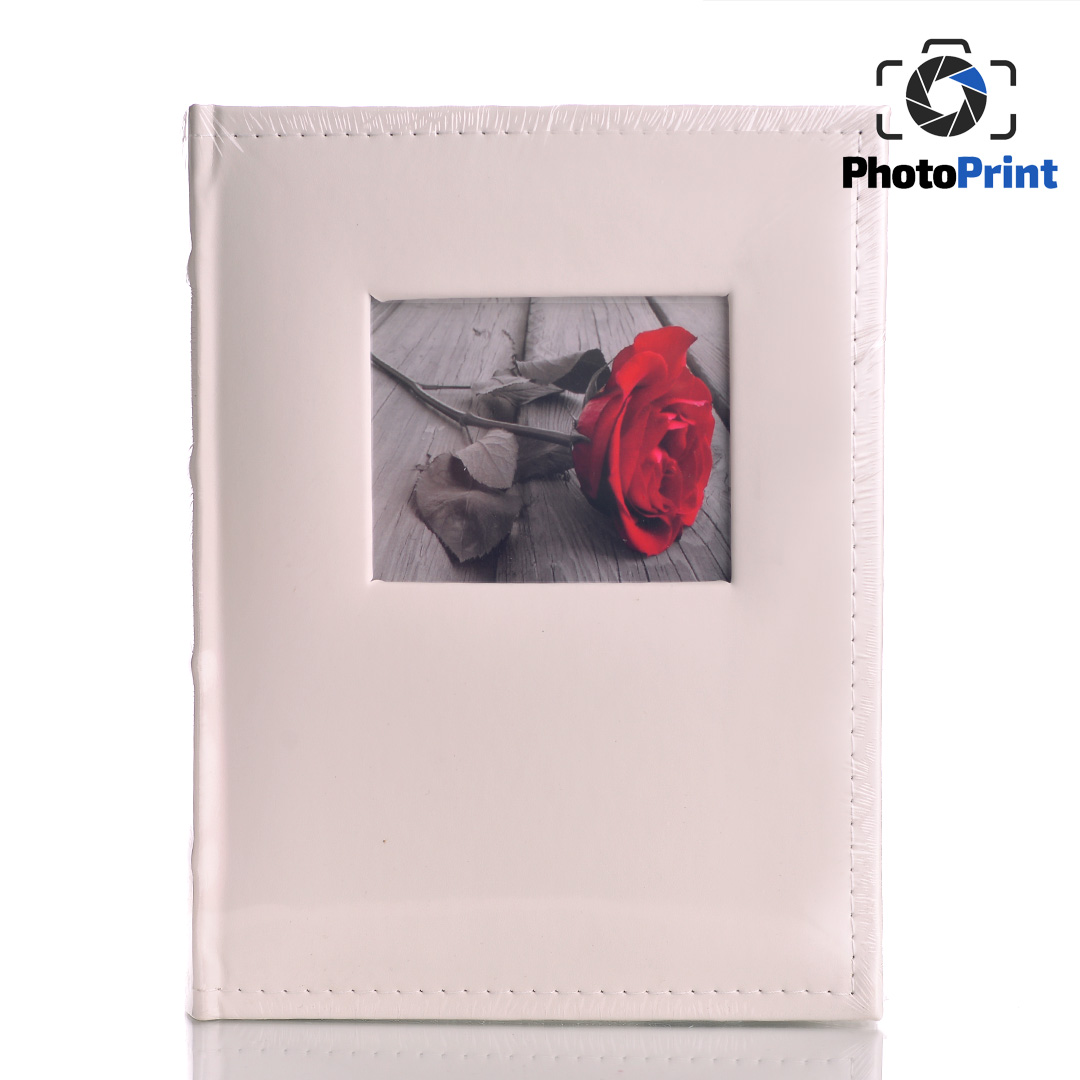 Кожен албум делукс 200 снимки "Роза"  - бял PhotoPrint